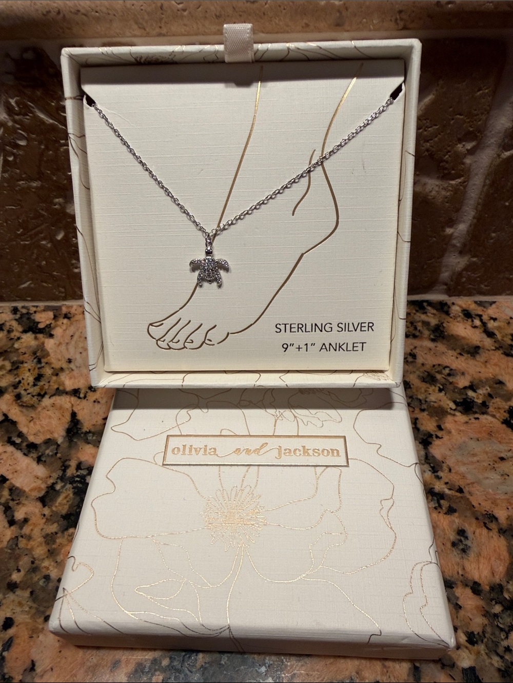 Olivia and Jackson Sterling Silver Turtle Anklet